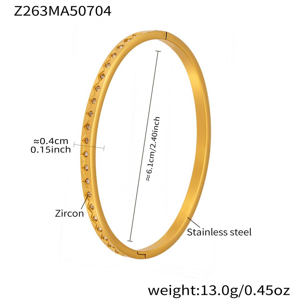 Inlaid Shiny Zircon Openable Bracelet In Stainless Steel 18k Gold Plated Waterproof Non Tarnish Luxury Bracelets For Women