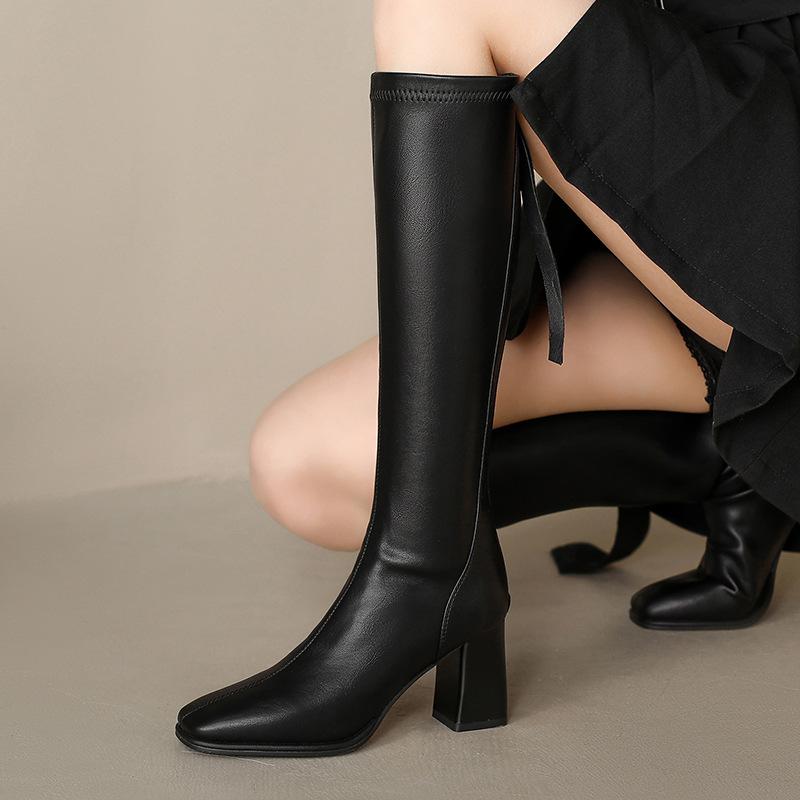 Long tube boots women's 2026 new autumn and winter leather sexy high-heeled knight boots women's shoes