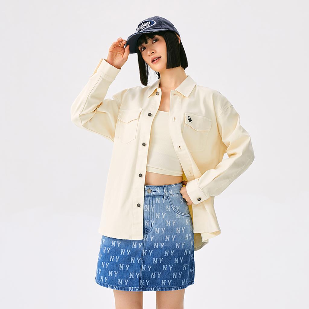 New MLB Preppy Style Collection Los Angeles Dodgers 25FW Shirt Unisex Standard Ivory 3ADRV0154-07CRS