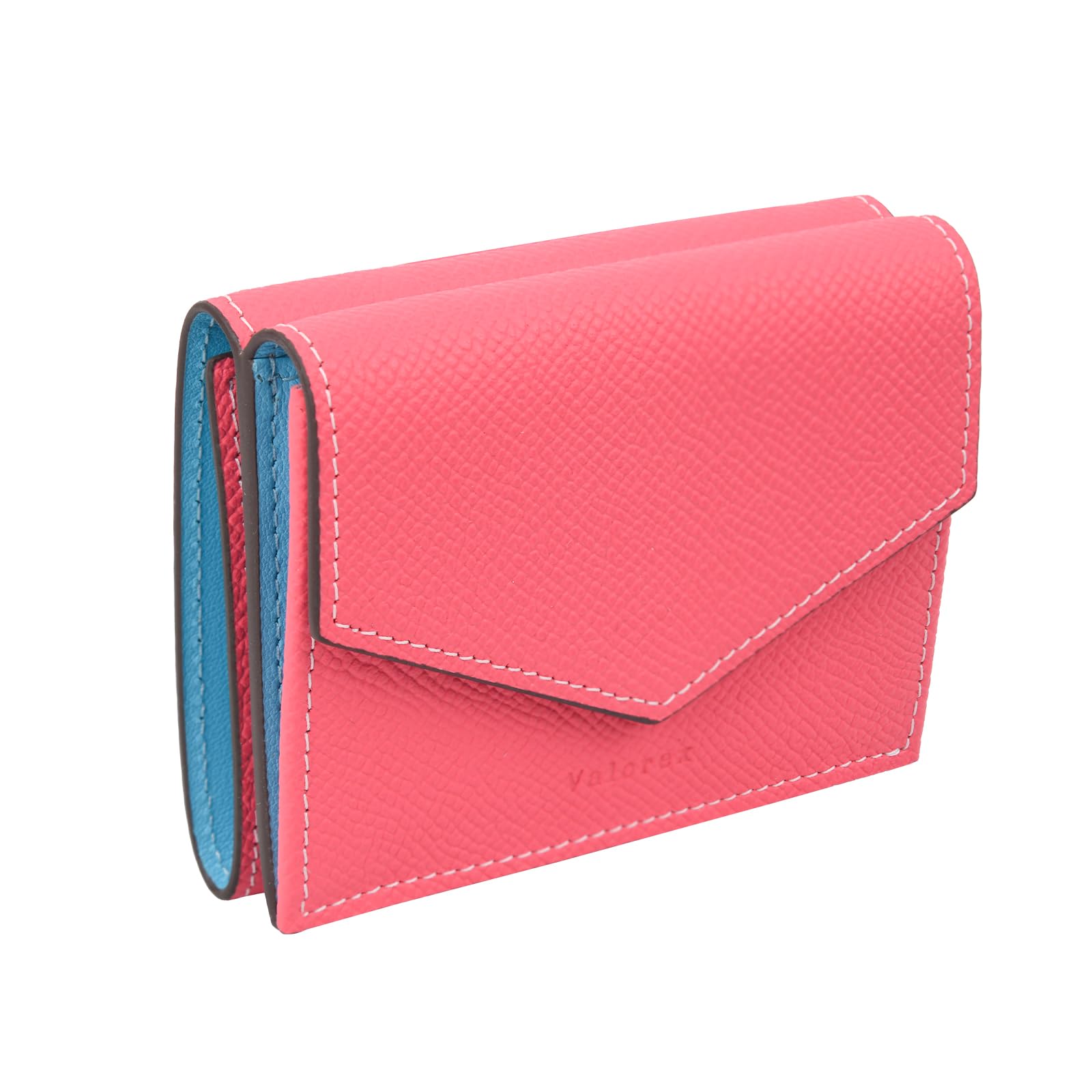 

Valorex Small Italian Epson Card for Men and Women Pink x Sky Tri-fold Wallet, Leather, Compact, Slots, (Sakura Blue)