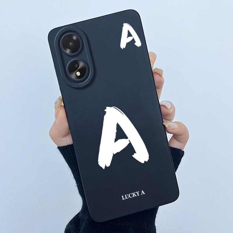 Case For Oppo A18 A38 A58 A78 4G Cover Camera Protection Cute Letter Liquid Silicone Soft Back Covers For Oppo A 38 A 18 Housing
