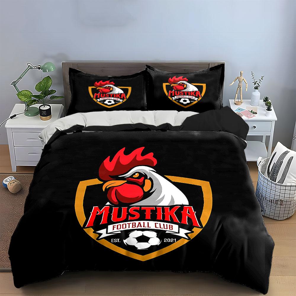 Mustika Football Club Design Bedding Duvet Cover Set Duvet Cover Pillowcases (1 * Duvet Cover 2 * Pillowcases, Without Duvet Insert)