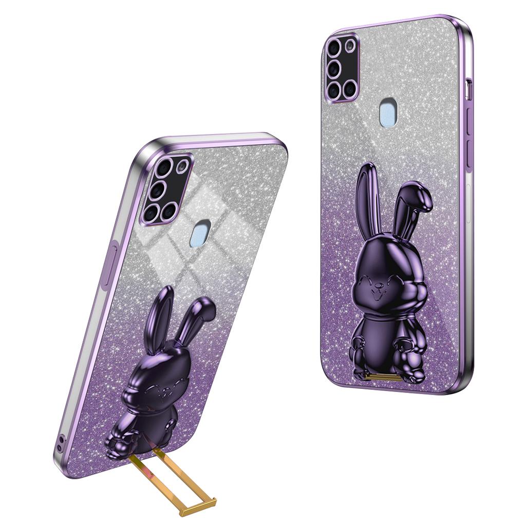 Phone Cover for Samsung Galaxy A21s,Lovely Rabbit Pull-out Kickstand Back Shell