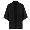 Herre Japansk Kimono Skjorter Afslappet Åben Strik Letvægts Yukata Mode Sort Cardigan 3/4 Ærme Ydertøj til Sommerferie