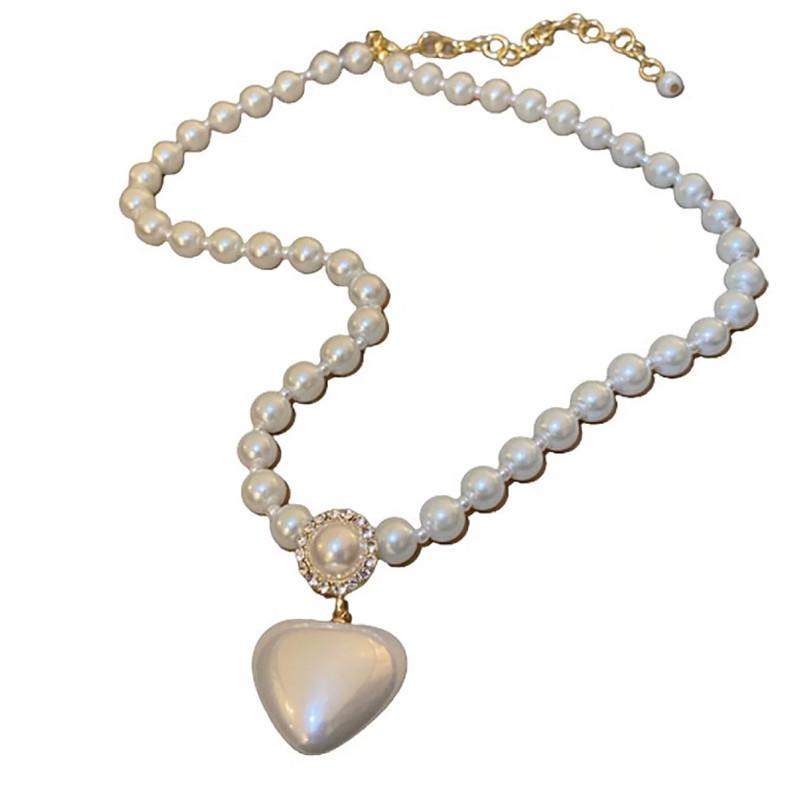 Diamond-encrusted Pearl Love Necklace Necklace Women's Tide Niche High-end Sense with Elegant Jewelry