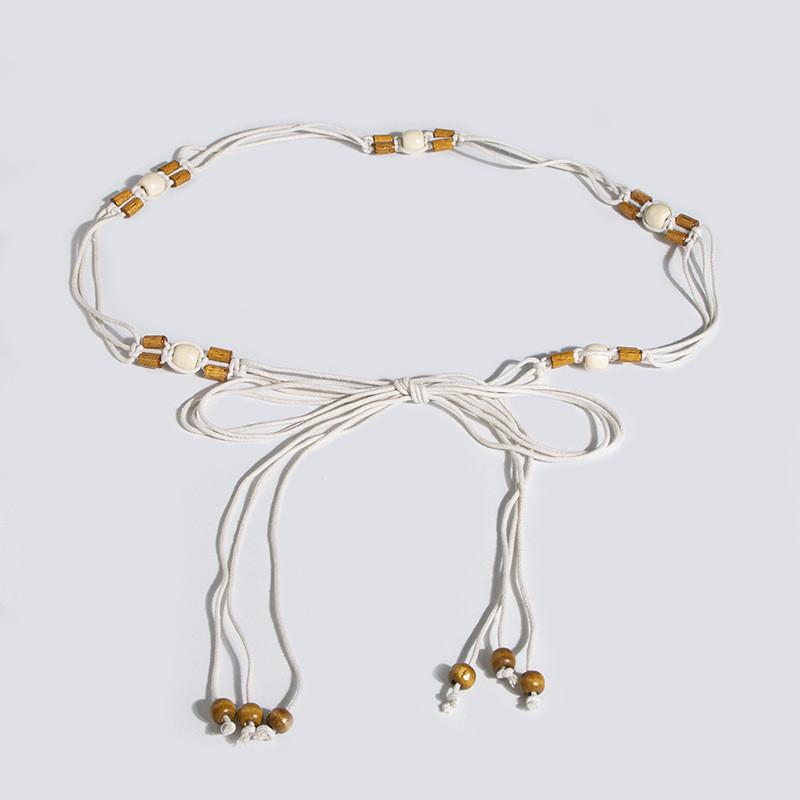 Bohemian Waist Rope Belt With Wooden Beads For Casual Summer Festival Wear