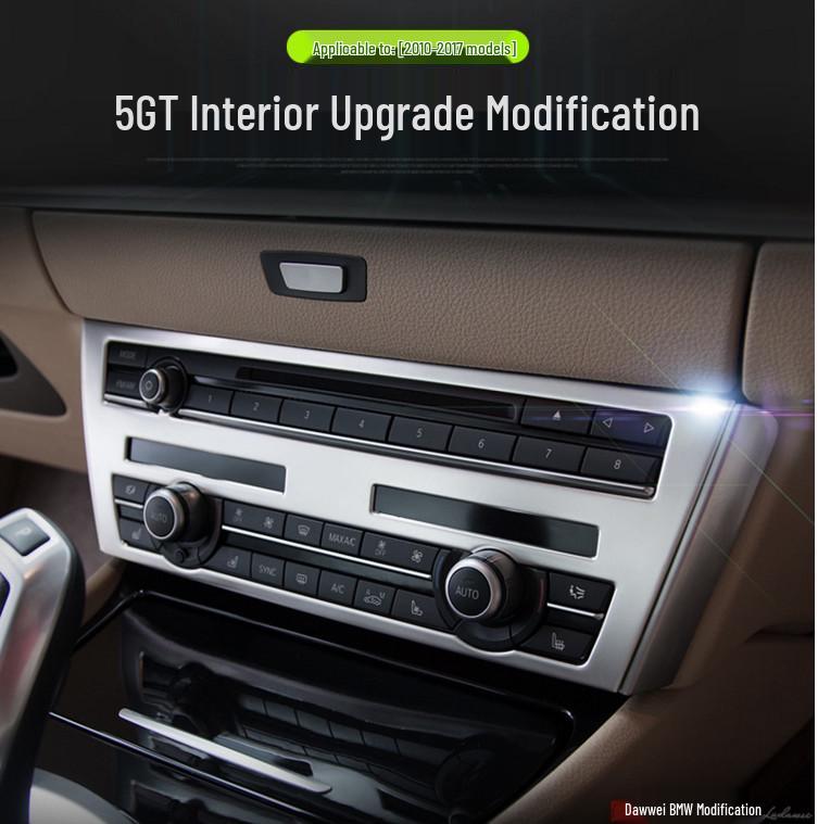 BMW 5 Series GT Interior Modification: Center Console Vent & Window Lift Handle Bright Strip Stickers for 528 535i.