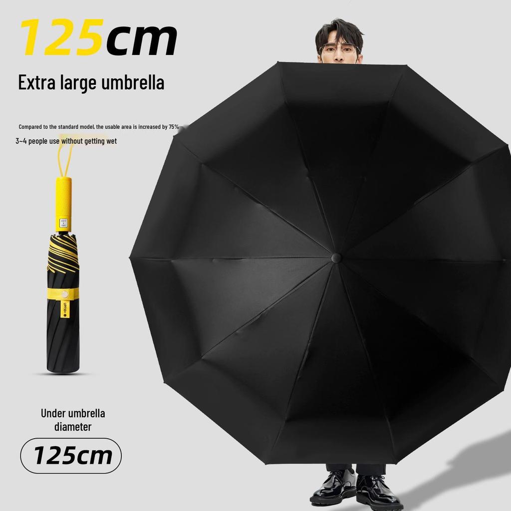 Zesílený Větruodolný Extra Velký Černý Deštník pro Tři - Dvojí Použití pro Slunce i Déšť