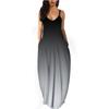 Women Gradient Sleeveless V Neck Maxi Dress Casual Sundress Beach Long Dres