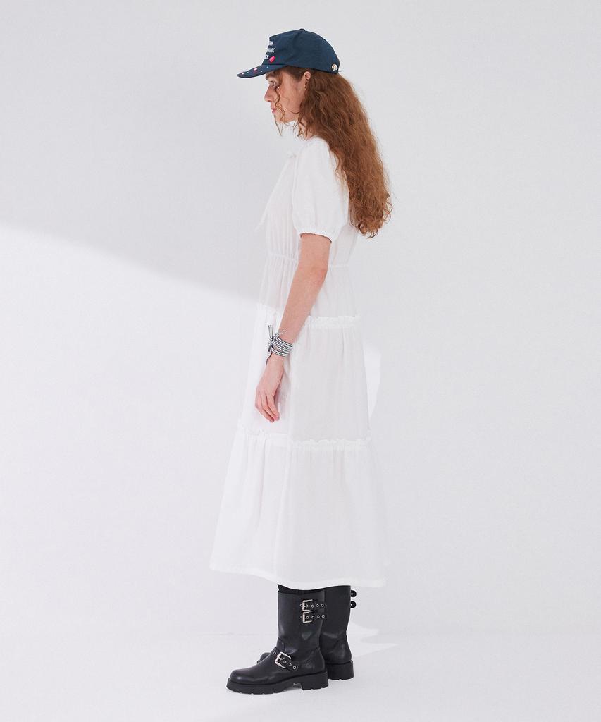 Between A And B Frill Tiered Long Dress [White]
