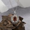 S925 Sterling Silver Natural Citrine Peridot Garnet Topaz Colored Treasure Necklace Women'S Oval Pendant