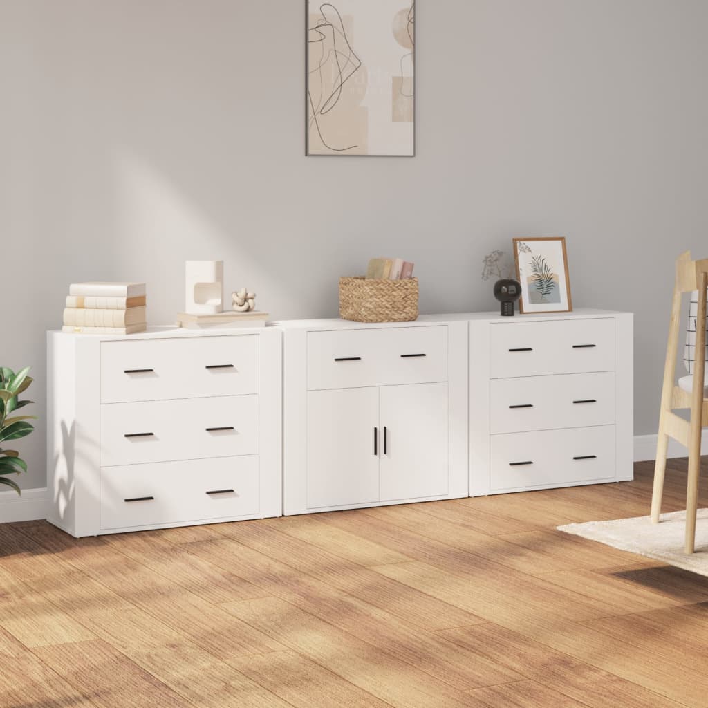 Sideboards 3 pcs White Particleboard