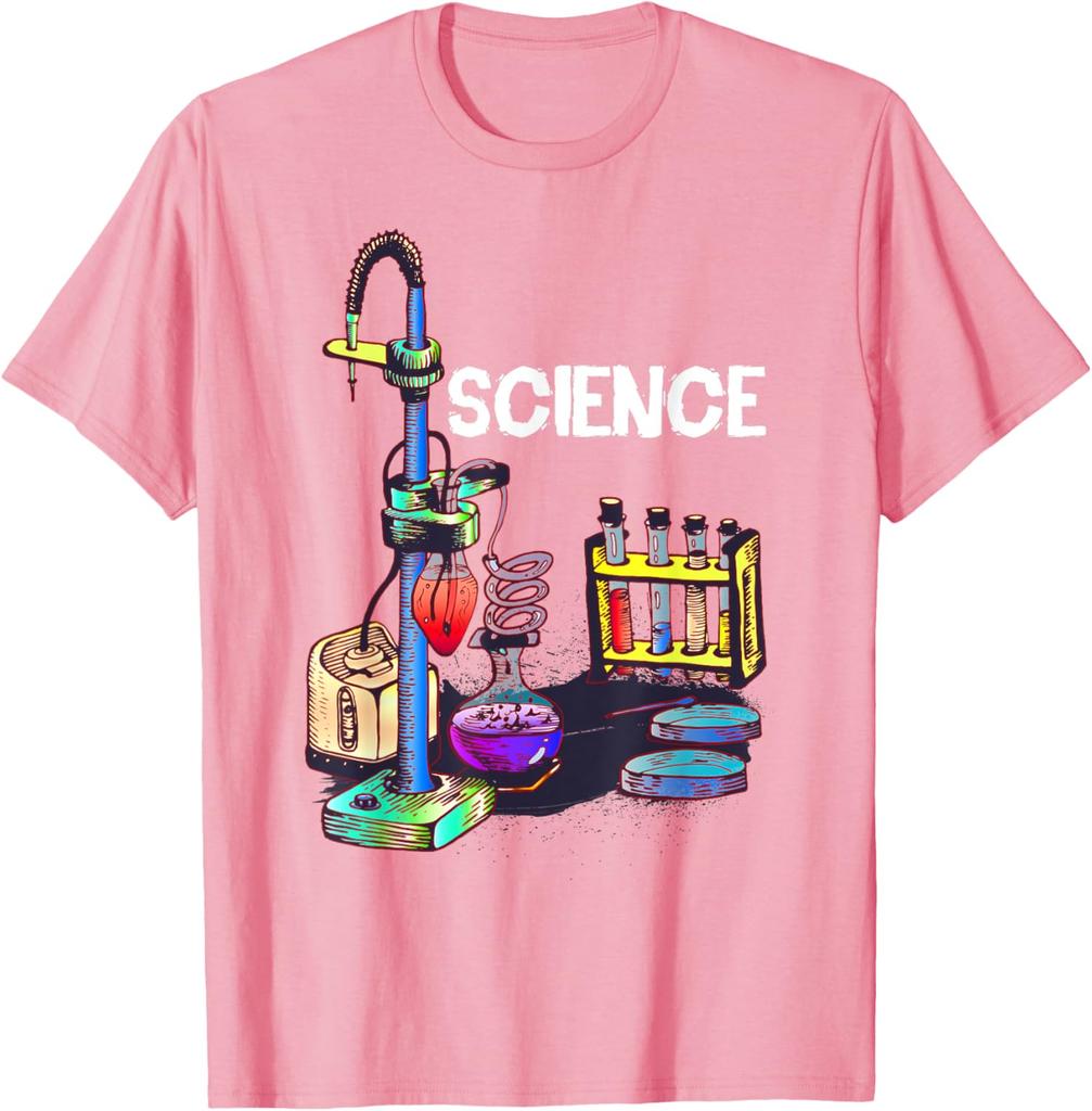 Science Laboratory Chemistry Glassware Graphic TShirt Casual Cotton Short Sleeve Tee for Science Lovers