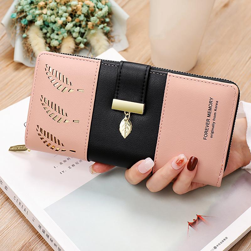 Long Wallet Hollow Leaves Pu Leather Wallets For Women Coin Purses Hasp Zipper Clutch Id Credit Card Holder Carteras Para Mujer