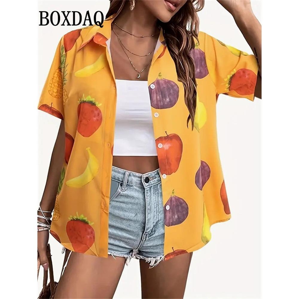 Spring Summer Casual Women's Short Sleeve Blouses Fashion Lapel Button Loose Shirts Classic Plaid Print Women Short Sleeve Tops