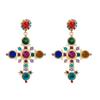 Women Long Drop Earrings Titanium Steel Alloy Pendant Earrings Acrylic Colorful Crystal Cross Geometric Ear Ornaments
