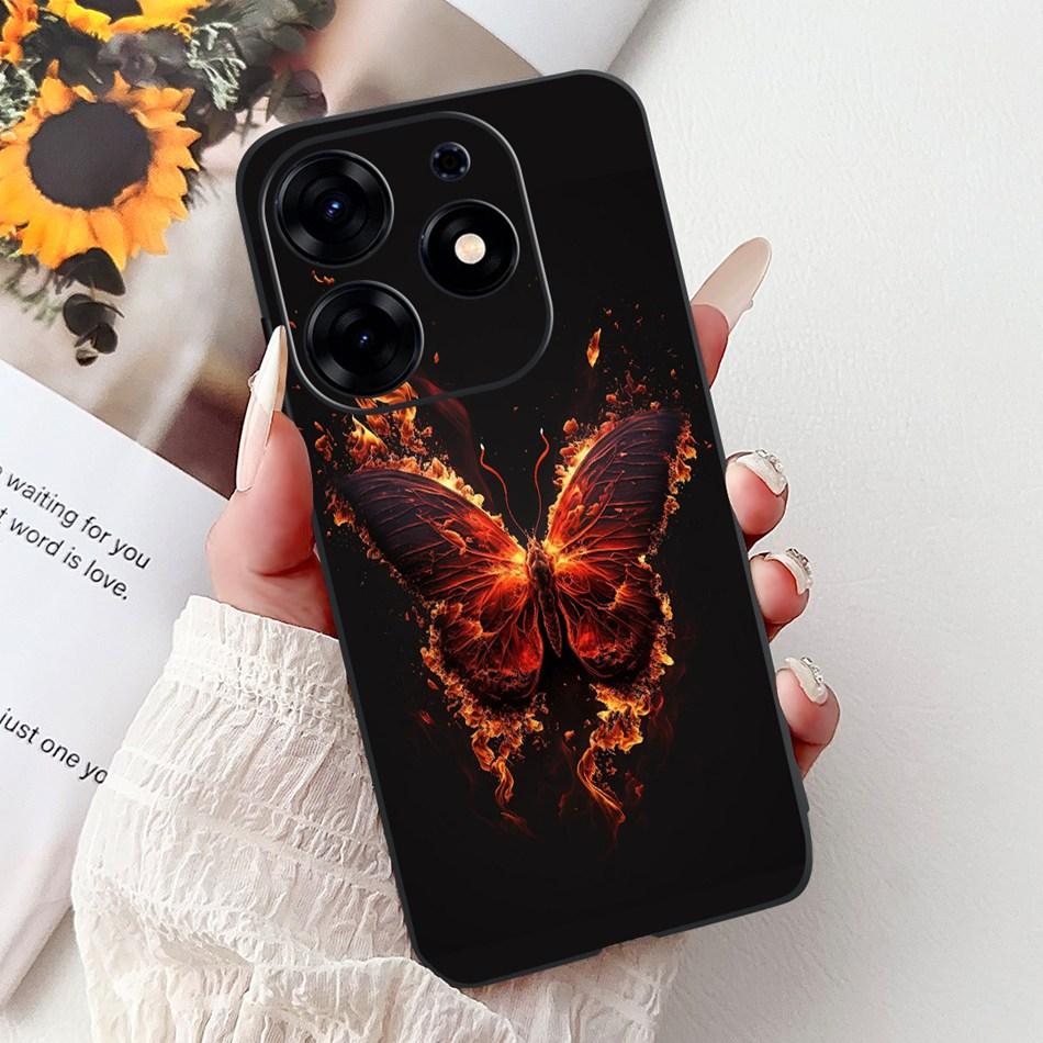For Tecno Spark 10 Pro Phone Case Spark 10Pro 4G KI7 Elegant Floral Cat Printing Soft Silicone TPU Cases