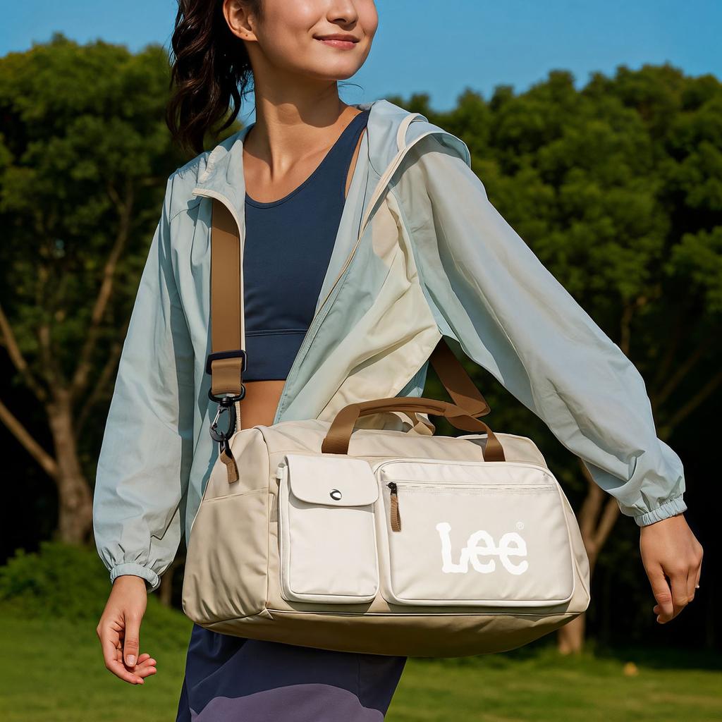New Lee Fabric Multifunction Shoulder Bag, Crossbody Bag, Gym Bag Unisex Khaki LE240153M