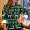 Women's Fashion Casual Long Sleeve Christmas Printed Round Neck Top Sweatshirt