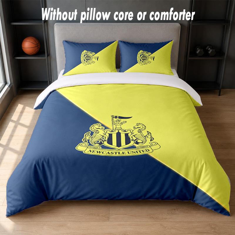 Set Biancheria da Letto Design Calcio Newcastle United 1 Copripiumino + 2 Federe Morbido Traspirante Biancheria da Letto per la Casa