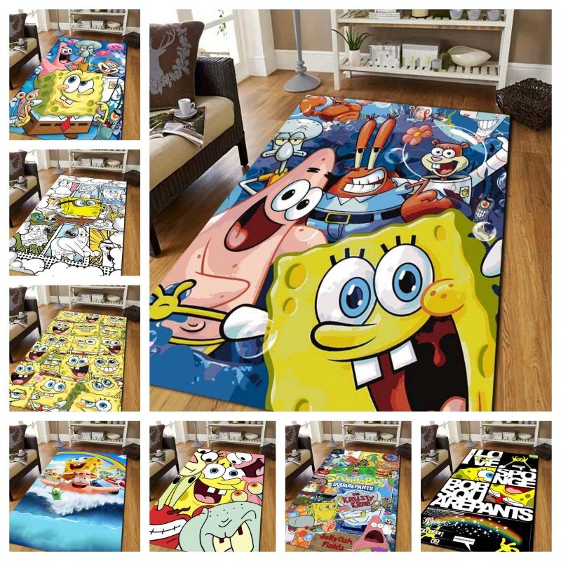 Sponge‑Bob Cartoon Print Area Rug Non‑Slip Floor Mat Soft Carpet For Kids Bedroom Living Room Sofa Indoor Decor Birthday Gift