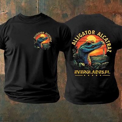 Alligatore Alcatraz Florida Everglades Vintage Double - Sided T-Shirt Uomo Donna