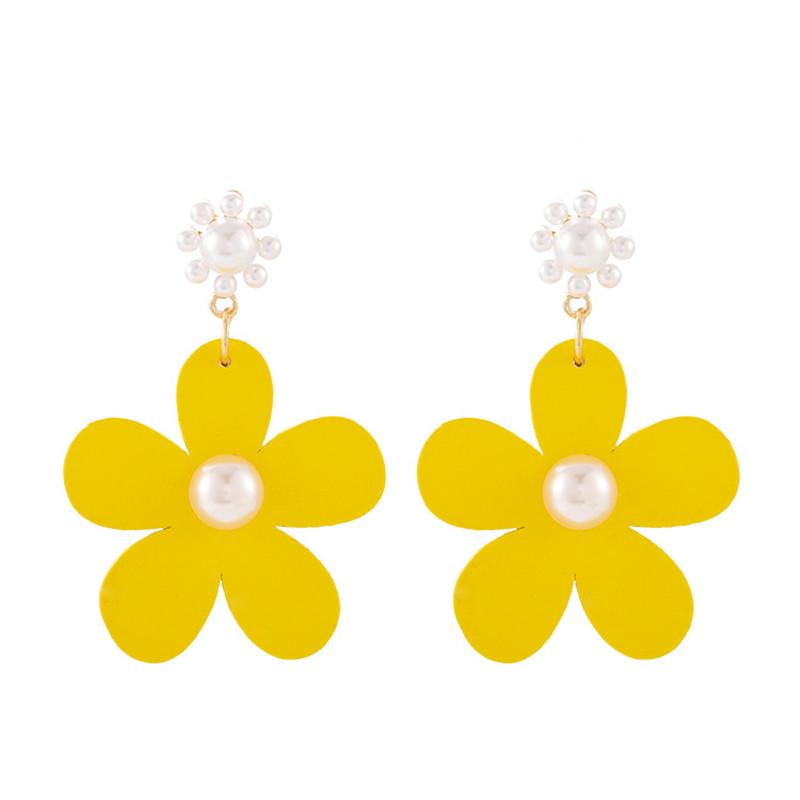 

Yellow Flower Pearl Contracted Temperament Earring Ear Stud Simple Elegant Accessories Girls Jewelry Accessories 1PA