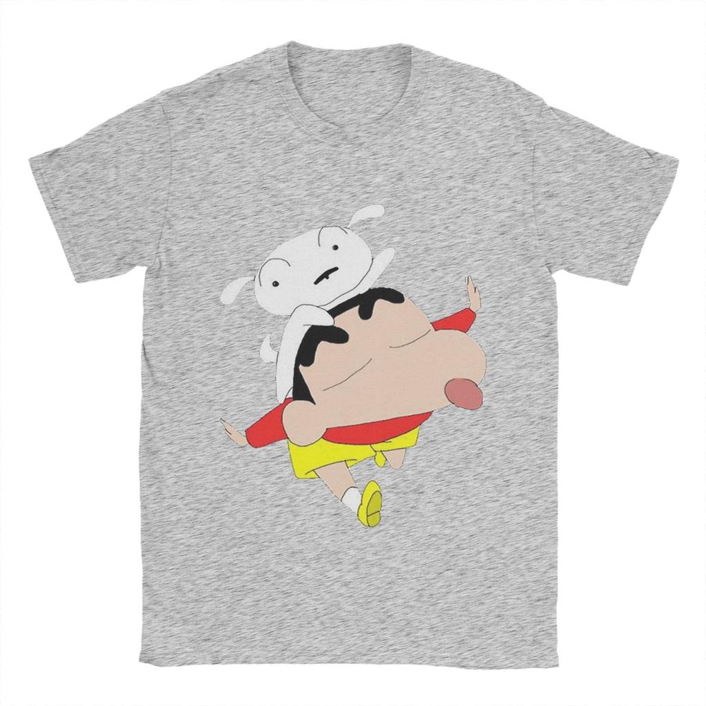Crayon Shin-chan T-Shirt Herren 100% Baumwolle Freizeit T-Shirt Rundhals T-Shirts Kurzarm Tops Übergröße