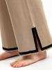 New Fashion Sweater Set Temperament Contrast Color Split Short-sleeved Knitwear + High Waist Slimming Wide-leg Trousers Long Pants Two-piece Set