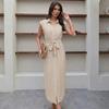 Elegant Summer 2026 Shirt Collar Waist-Cinching Dress