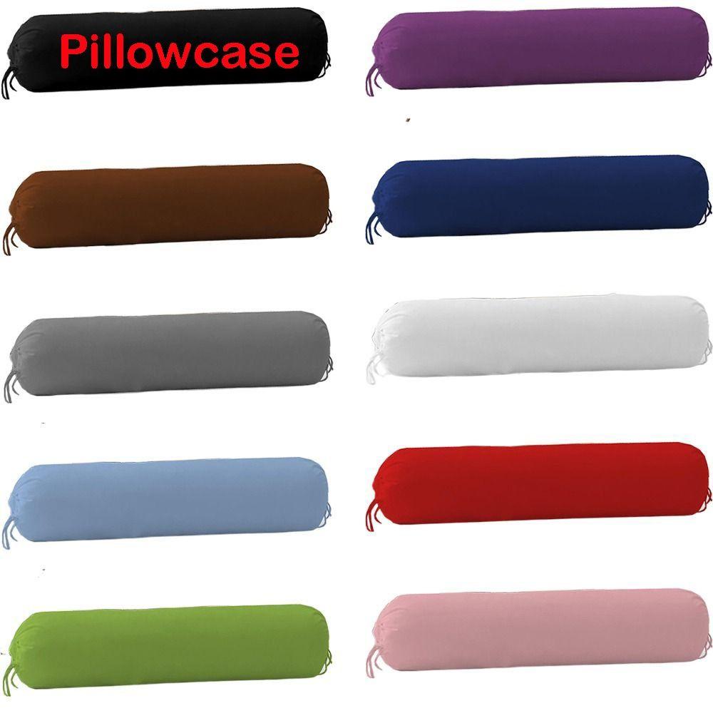 Solid Color Bedroom Neck Bolster Pillowslip Washable Pillow Case Headrest Pillow Cover