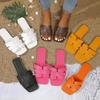 Fashion White Flat Slippers for Women Summer Design Soft Non-slip Slippers Braided Open Toe Square Head Outdoor Beach Slippers Woman