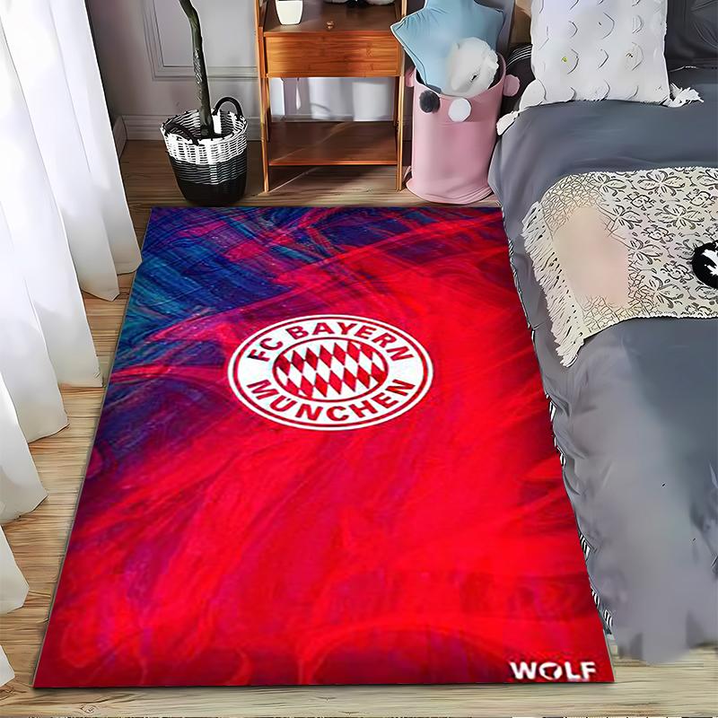 "FC Bayern Munich Logo Carpet, Red and Blue Abstract Design Mat" Suitable for use as an anti-slip for living room bedroom sofas
