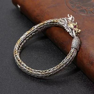 Bracelet Robinet Dominateur Homme Fait Main Or Rétro Artisanat Anneau Bracelet Acier Titane
