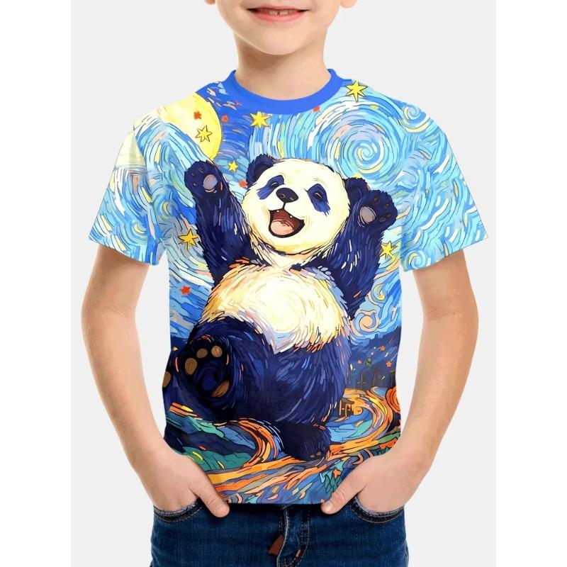Zomer Kinder T-shirt met 3D Print Ronde Hals Mode Veelzijdig Ademend Trend Casual