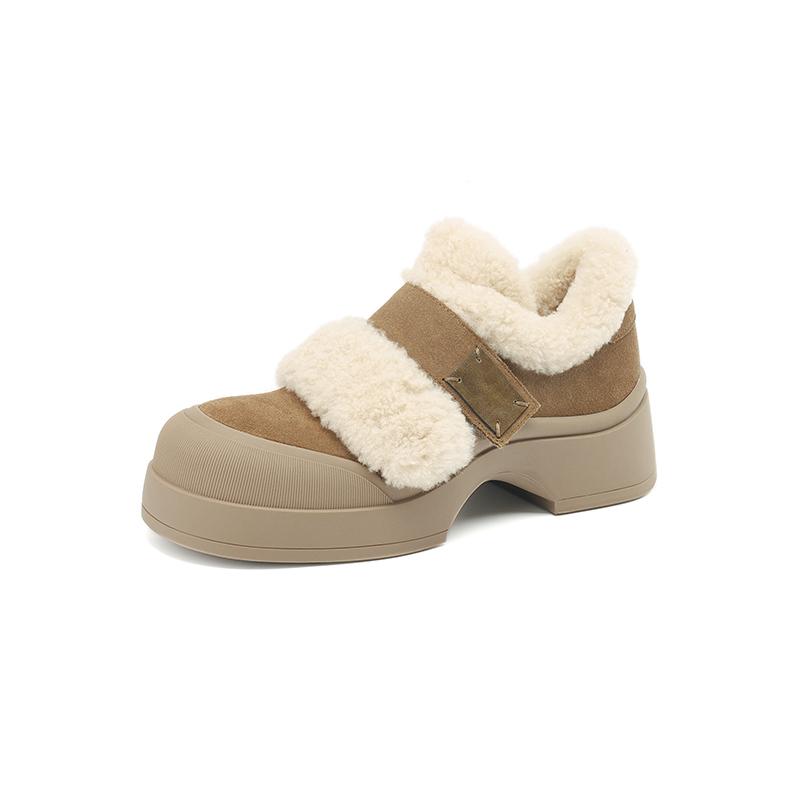 Fashion 2024 Winter Women Shoes Pumps Cow Suede Shoes for Women Round Toe Chunky Heel Retro Loafers Platform Heel Ladies Shoes Loafers