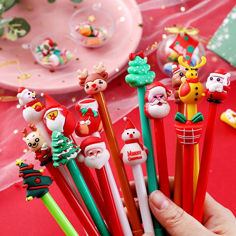 Festive Cartoon Christmas Pen: Cute Black Ink for Students