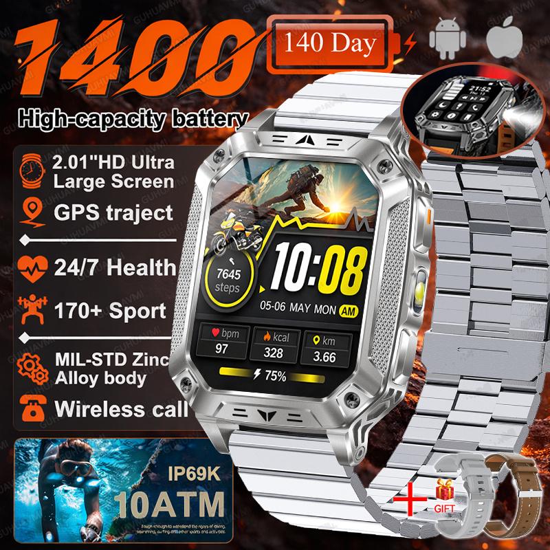 New 1400mAh Battery Smart Watch GPS Path Bluetooth Call 10ATM Waterproof Swim Sport Run Hiking Outdoors Military Smartwatch