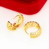Xuping Fashion Imitation Gold Light Luxury Hollow Ear Buckle Copper Alloy Plated 24k Color Cross Border Geometric Round Earrings Women's Jewelry Gifts