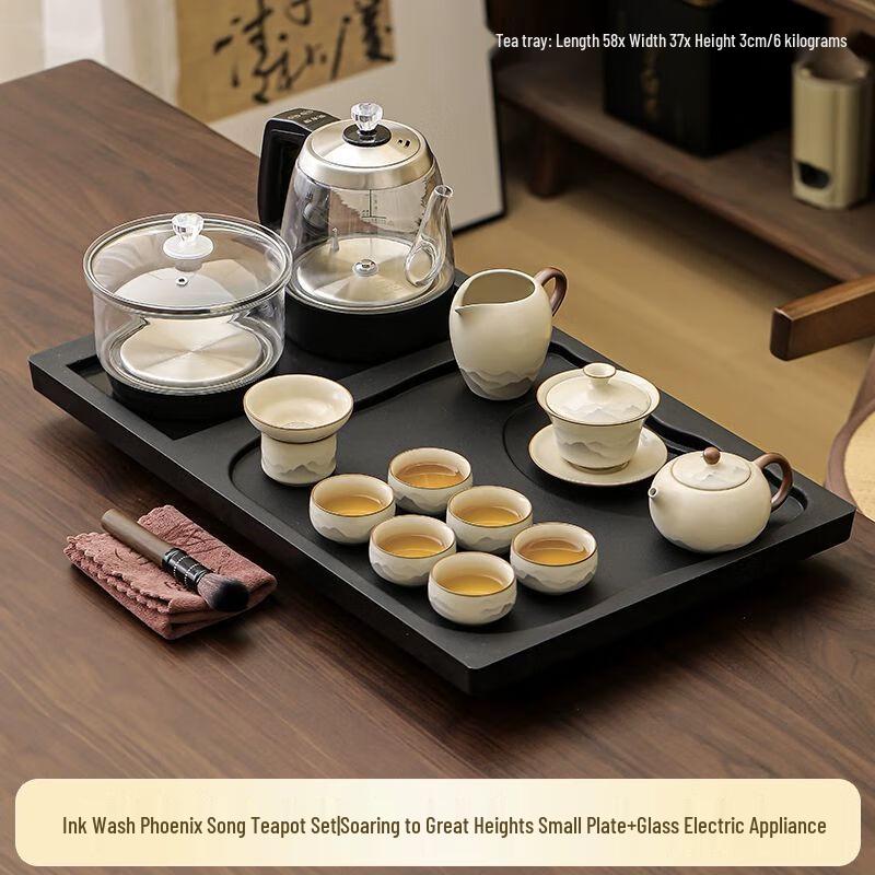 Yilimeng Ink Wash Ceramic Tea Set with Automatic Water Supply 58*37*3cm