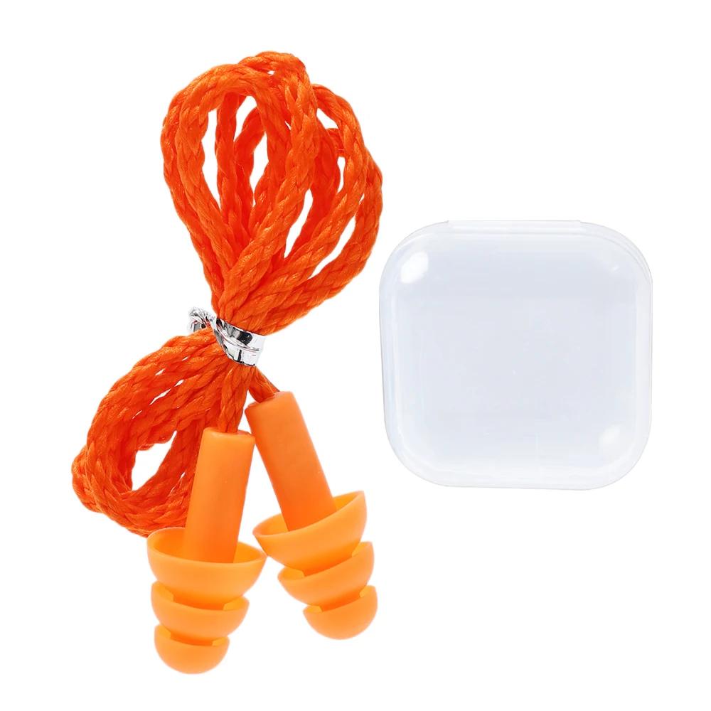 

10-1Pairs Noise Cancelling Ear Plugs Waterproof Swimming Soft Silicone Corded Earplugs Anti Lost Reusable Ears Plugs With Rope 1 Pair помаранчевий