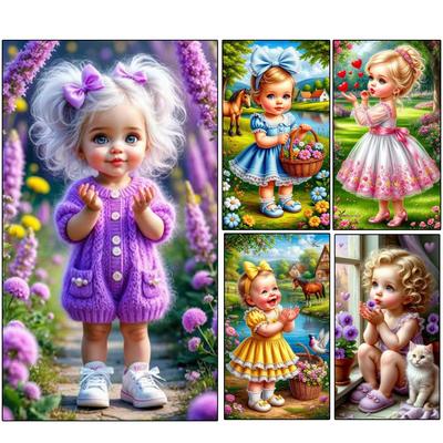 Nou 2025 Broderie în Cruce Fată și Animal Pisică 5D DIY Mozaic Diamant Kit Broderie Pietre Acrilice Decor de Perete Acasă Cadou