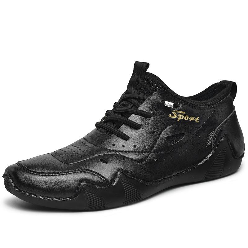 Men's shoes 2025 new shoes men's trendy shoes spring and summer breathable men's sports and leisure shoes leather soft-soled beanie shoes