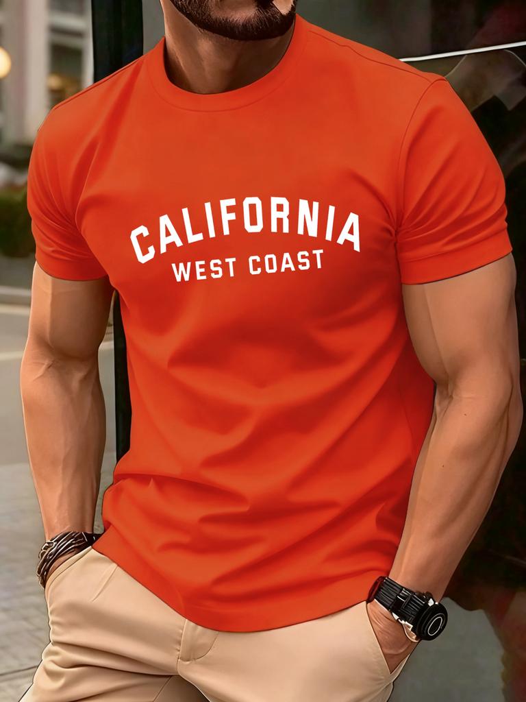 California Weat Coast Print Tee Shirts For Man Cotton ONeck T Shirt Sport AllMatch Top Summer Male New Loose Short Sleeve