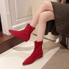 Wildleder Damen Stiefeletten Spitzschuh Flache Schuhe Elegant Party Winter Neu Schnee Chelsea Boots Marke Frau Sexy Botas