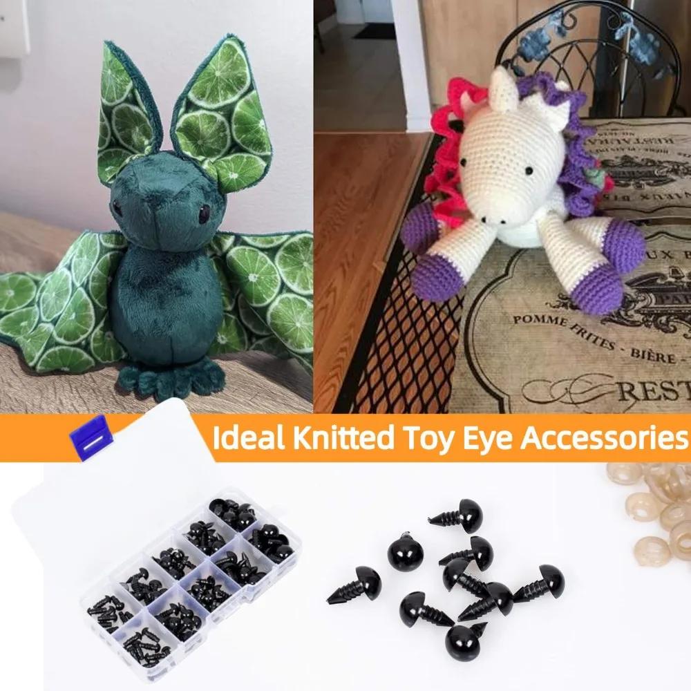 100PCS 6-12mm Plush Doll Eyeball Accessories Black Plastic Plush Safety Eyes for Toys DIY Making Animal Doll Sewing Tools