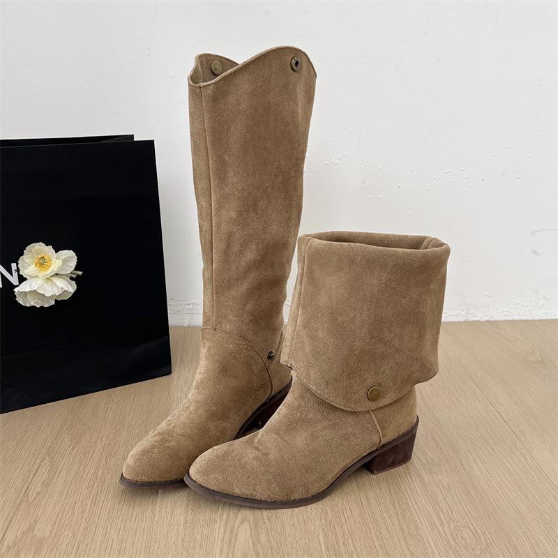 

Black slim British thick heel platform boots women s 2025 new autumn and winter retro heightening v-mouth knight boots 40 абрикосовый