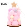 Plush Ball Ornaments Christmas Tree Ornament, Cute Pom Balls Tree-Shaped Hanging Pendant Multicolor Baubles with Star Topper for Wreath Home