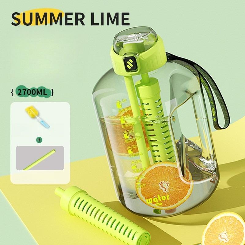 1.7L/2.7L Fitness Cup Drinking Bottle Large Capacity Portable PC Sports Water with Straw Good-looking Student Drink Kettle