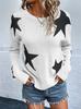 2026 European Loose Round Neck Star Pattern Long Sleeve Knit Pullover Sweater.